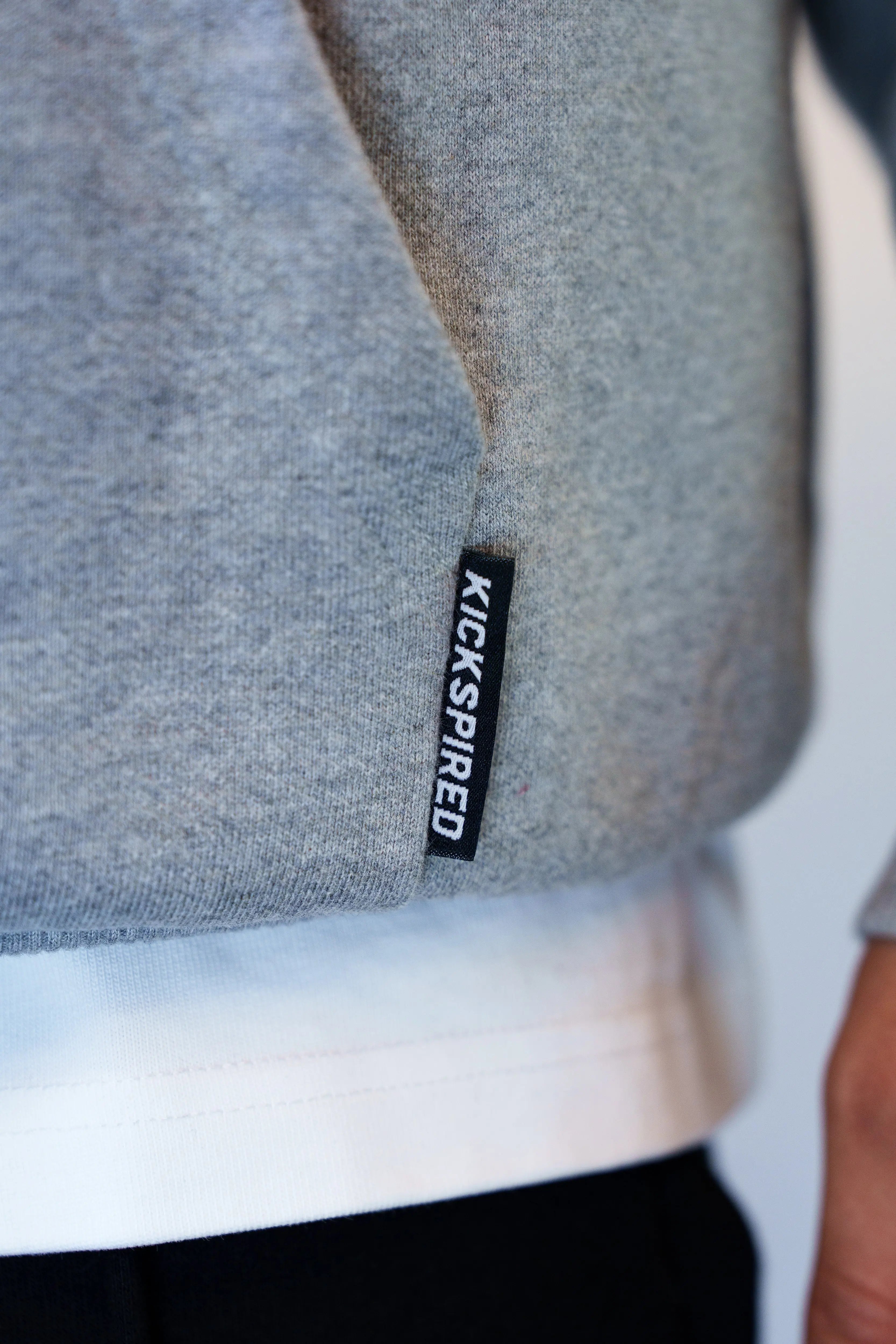 BADGE LOGO HOODIE GREY MELANGE - UNISEX Kickspired