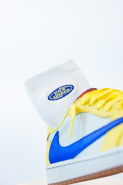 SOCKS WHITE/YELLOW/BLUE Kickspired